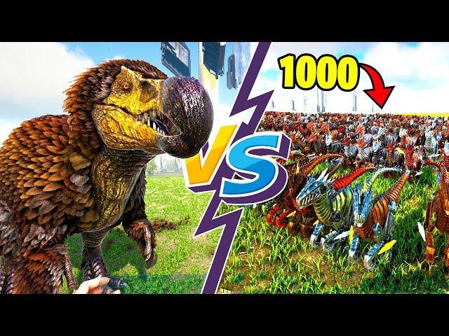 БИТВА ДИНОЗАВРОВ  ДОДО РЕКС против 1000 ТЕК РАПТОРОВ И ДРУГИХ ДИНОЗАВРОВ! (ARK: Survival Evolved)