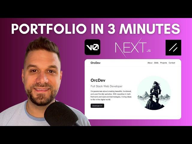 Next.js Portfolio in 3 minutes (v0, Shadcn CLI)