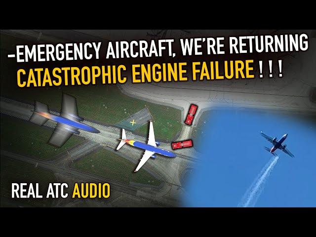 Catastrophic Engine Failure After Takeoff. Southwest Boeing 737 MAX. REAL ATC