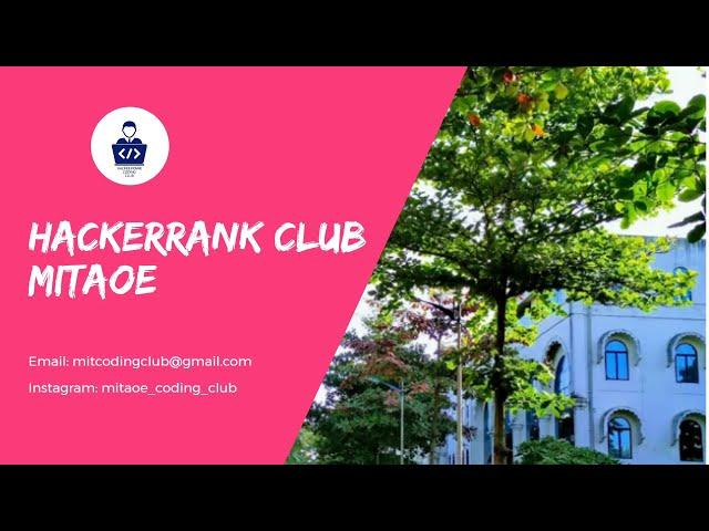 Hackerrank Coding Club, MITAOE