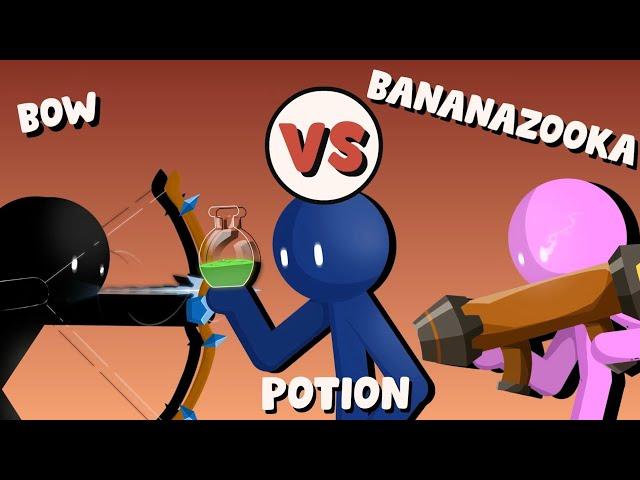 Supreme Duelist Stickman Animation: Bow vs Bananazooka vs Potion