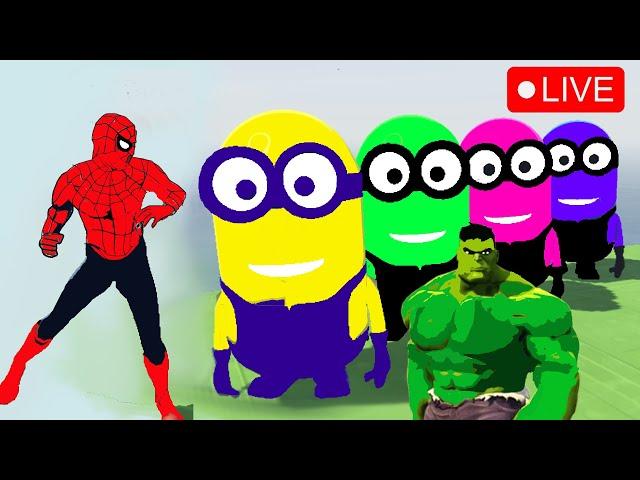 GTA 5 Epic Ragdolls | Spider-Man VS HULK vs green minions with Lazer Jumps/Funny moments