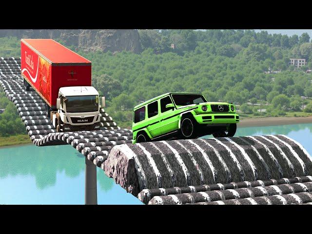 Cars vs Speed Bumps Bridge Challenge in BeamNG Drive!