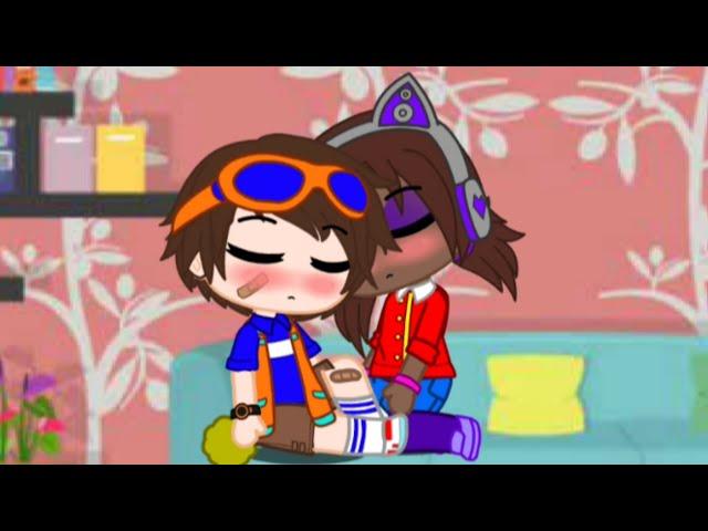 just hanging out. gacha fnaf my au (Gregory x Cassie)