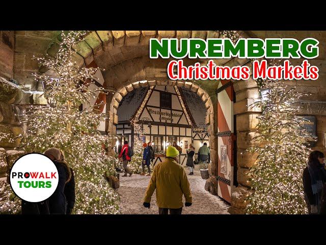 Nuremberg Christmas Market at Night - 4K 60fps with Captions -Nürnberg