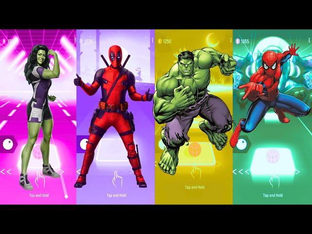 She-Hulk  Deadpool  Hulk  Spiderman | SuperHeroes Tiles Top