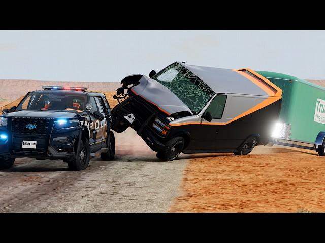 Angry Police Car vs Road Range  #82 - BeamNG Drive Nation