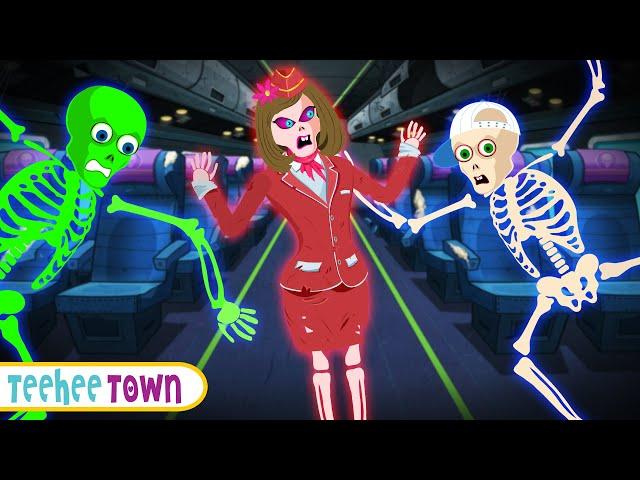 Five Skeletons Jumping In The Airplane | Spooky Rhymes For Kids | Teehee Town