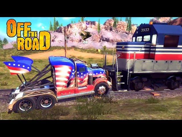 COLLIDED WITH a TRAIN OFF the ROAD cars Monster Truck / fun passing games for kids