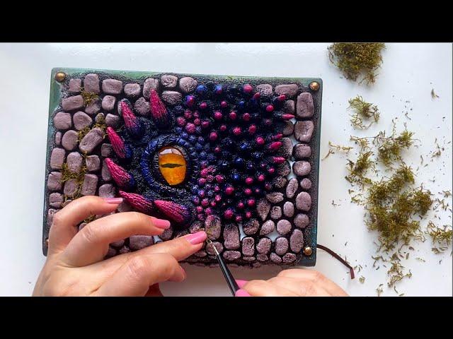 DIY Notepad Decor Idea | Notebook Cover | 3d dragon eye made of modelling clay