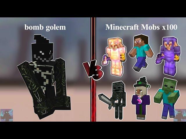 Bomb Golem vs All Mobs x100 | Minecraft Mob Battle