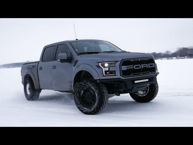 Raptor with Studded Tires Breaks on Thin Ice