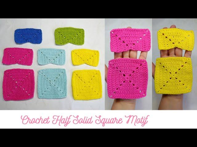 HOW TO CROCHET A PERFECT HALF SOLID GRANNY SQUARE IN RECTANGLE SHAPE WITH ONE COLOR YARN