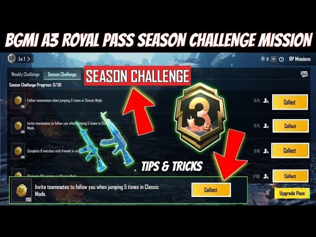 A3 SEASON CHALLENGE MISSION EXPLAINED  C5S14 ROYAL PASS ALL SEASON CHALLENGE MISSION PUBG & BGMI