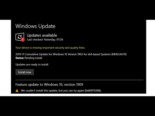 How to Fix Windows 10 Update Error 0x80070308