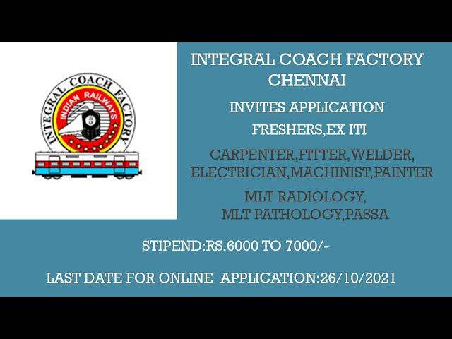 INTEGRAL COACH FACTORY(ICF),CHENNAI APPRENTICESHIP VACANCIES