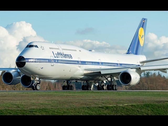 Lufthansa's latest Boeing 747-8I (D-ABYT) special colorful retro livery- first flight- HD-must watch