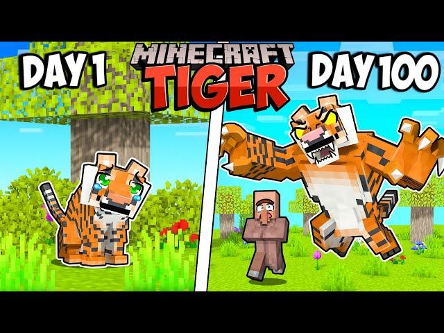 I Survived 100 Days as a TIGER in Minecraft