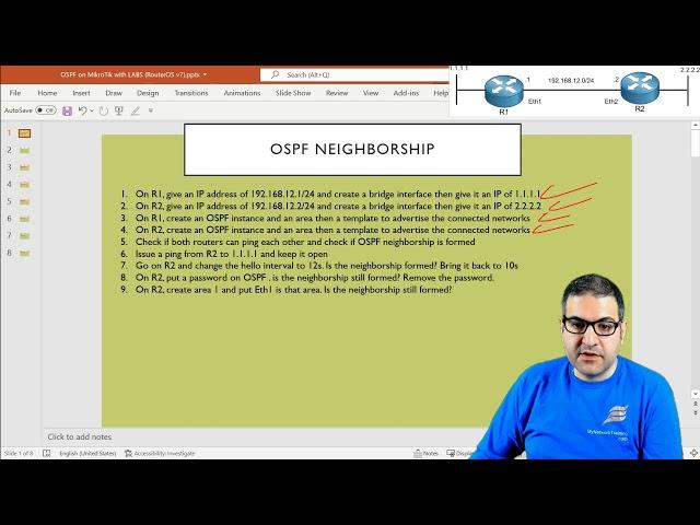 Configuring basic OSPF and manipulating the Hello packets on MikroTik RouterOS v7