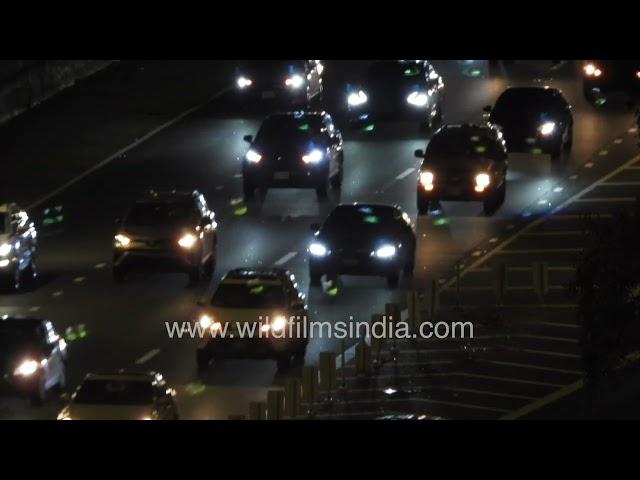 Night-time rush hour traffic in Washington DC, heavy vehicular Maryland and Virginia headed cars