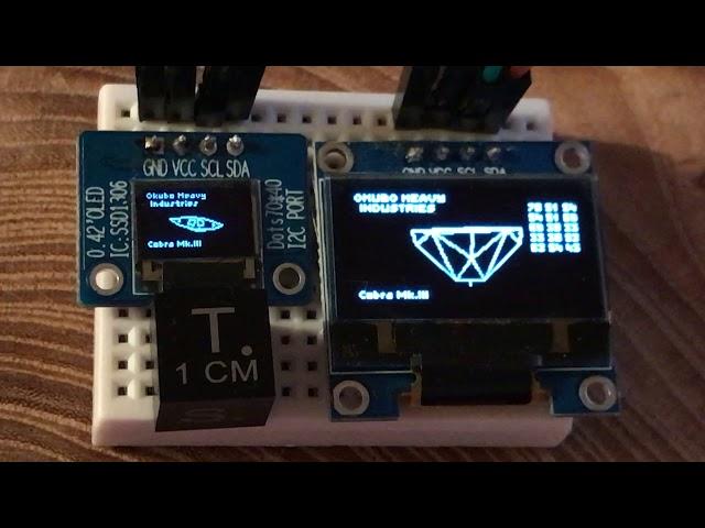 0.42" SSD1306 OLED - 72x40 pixels compared to 0.96" SH1106 OLED - 128x64 pixels