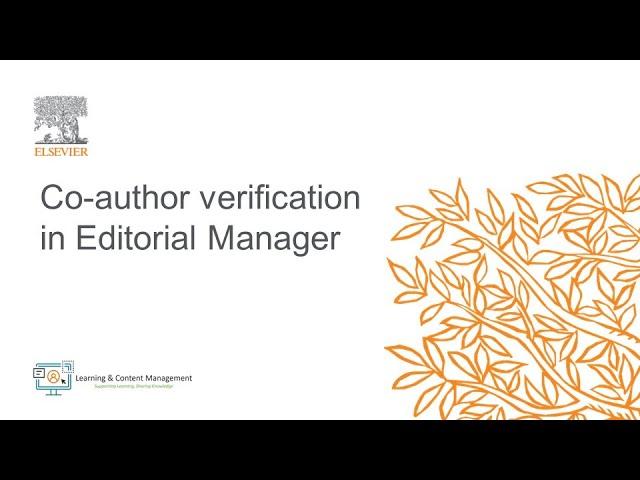 Co-author verification in Editorial Manager