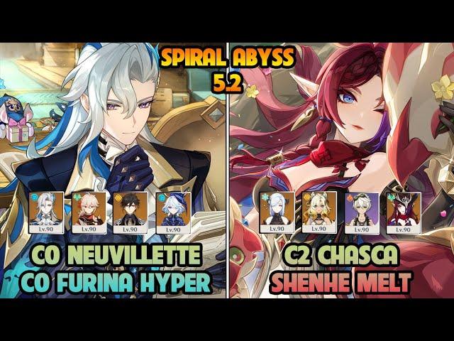 C0 Neuvillette C0 Furina Hypercarry - C2 Chasca Shenhe Melt | SPIRAL ABYSS 5.2