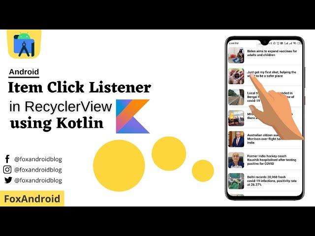 Item Click Listener - RecyclerView using Kotlin || kotlin Item Click Listener in RecyclerView