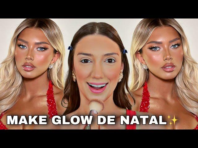 MAKE DE NATAL COM BRILHO *MAQUIAGEM GLOW PARA NATAL* FÁCIL DE FAZER *PASSO A PASSO COMPLETO*