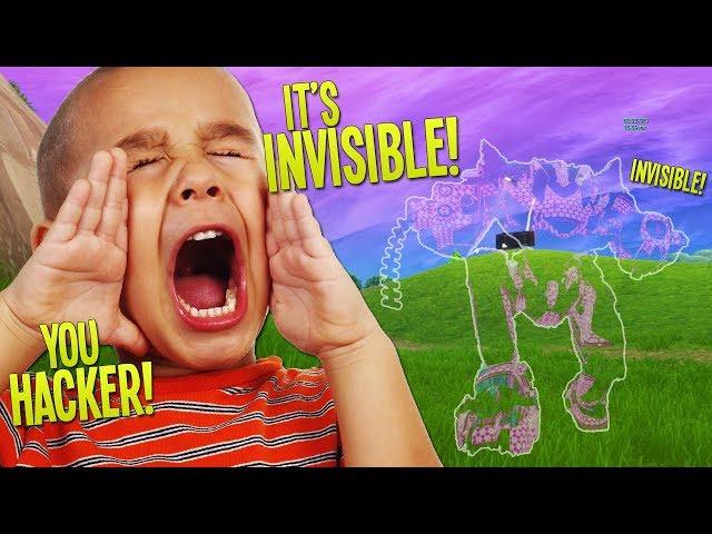 INVISIBLE "BRUTE MECH" GLITCH TROLLING ANGRY KID on FORTNITE (Funny Fortnite Trolling)