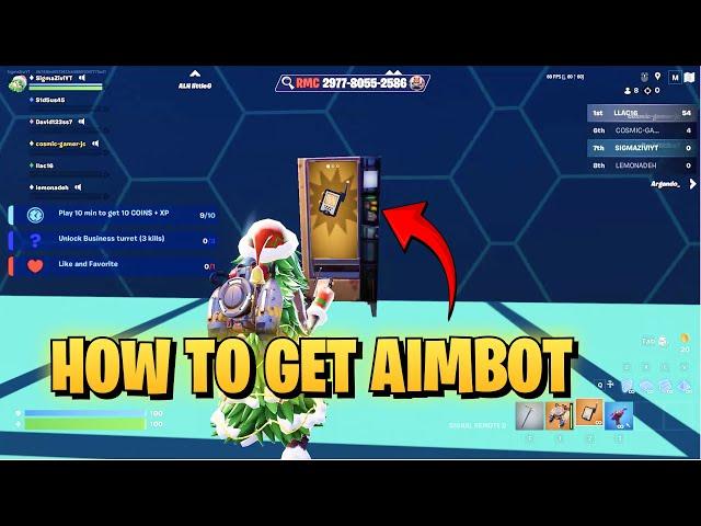 HOW TO GET AIMBOT IN FORTNITE MAP RMC 1v1 FREE FOR ALL