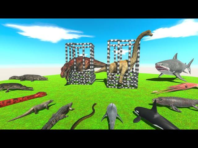 Dinosaurs Rescue Challenge - Aquatics or Reptiles Wins? - Animal Revolt Battle Simulator