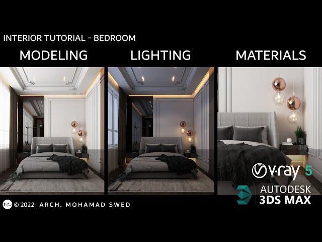 3Ds max & vray tutorial - Bedroom interior design