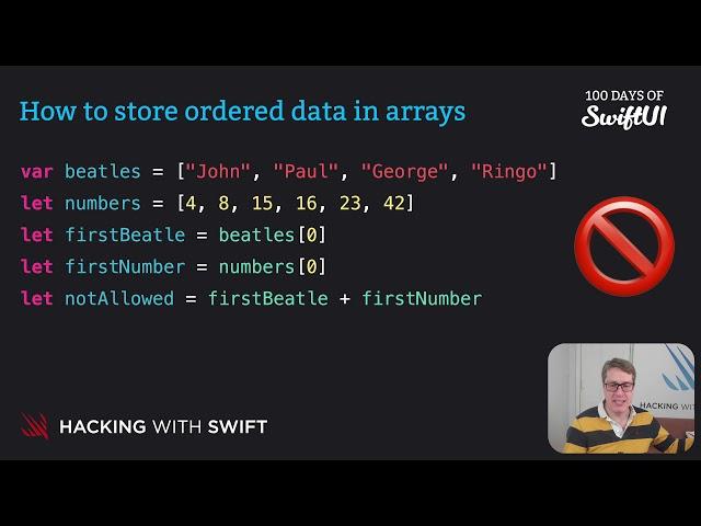 How to store ordered data in arrays – Swift for Complete Beginners