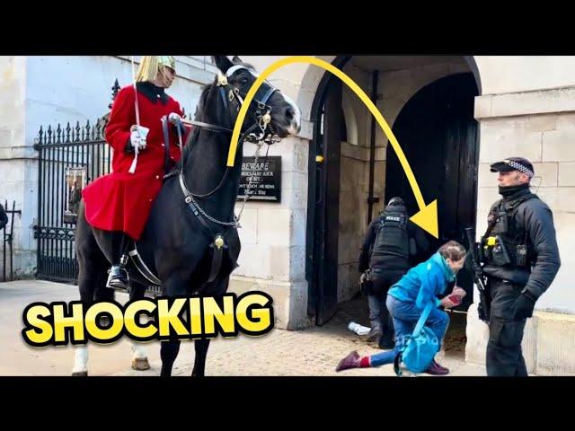 WE WERE ALL SHOCKED, KING’S HORSE DRAGS A WOMAN