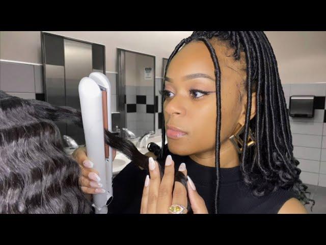 ASMR |Popular Girl In Class Straightens Your Curly/Wavy Hair In School Bathroom 