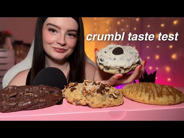 ASMR crumbl cookies taste test & mukbang 