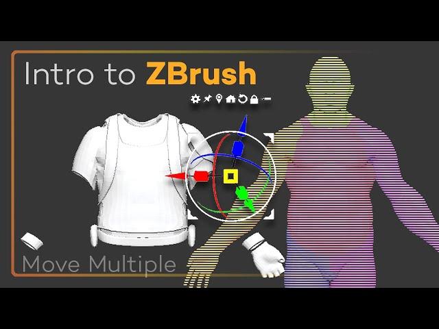 Intro to ZBrush 027 - Use the Gizmo to Move Multiple Subtools at the Same Time!!