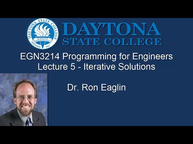 Programming for Engineers Lecture 5 - Iterative Solutions