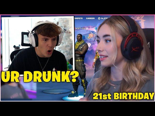 CLIX Shocked After SOMMERSET Got DRUNK & CARRIED Her to a Win in FORTNITE for Her 21st BIRTHDAY!