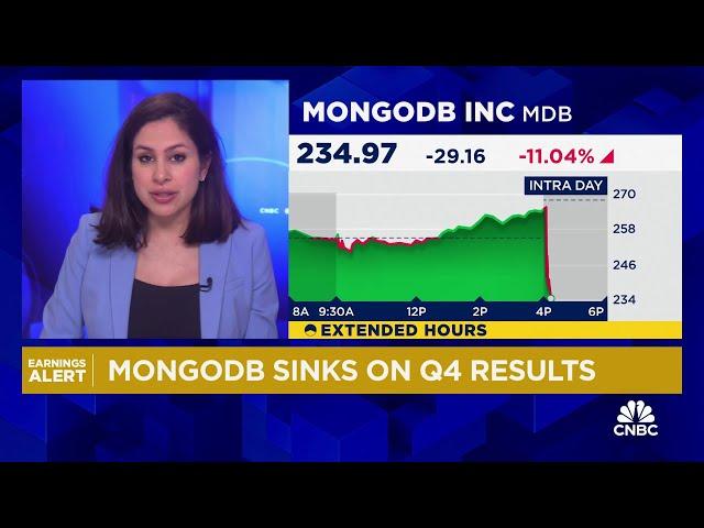 MongoDB shares fall more than 10% as non-gross margins come in lighter-than-expected