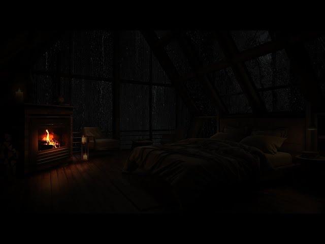  Sleep Better in a Cozy Bedroom with Relaxing Rain and Fireplace Sounds