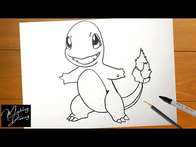 How to Draw CHARMANDER from POKÉMON Step by Step