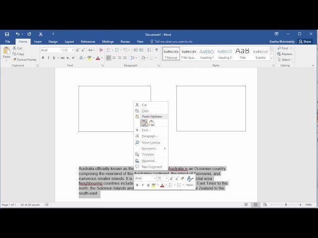 How to Link Text Boxes in a document in Word 2016