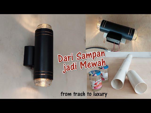 DIY Unique and Luxurious Modern Wall Lamps from Used Glass Bottles and PVC Pipes