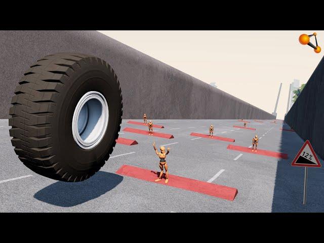 ИГРА В КАЛЬМАРА! КОЛЕСО ОТ БЕЛАЗА НА СПУСКЕ | BeamNG.drive