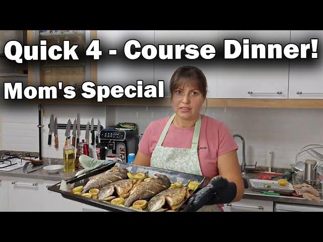 DINNER IN 1 HOUR: 4 DISHES! Russian mom cooks: Baked Fish, Eggplant Salad, Rice #recipes