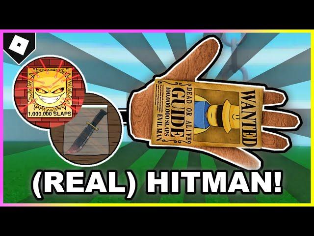 Slap Battles - How to ACTUALLY get HITMAN GLOVE + "SHARP SHOOTER" & "COURT EVIDENCE" BADGES [ROBLOX]