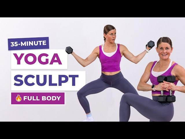 35-Minute Yoga Sculpt Class (Full Body Flow with Weights)