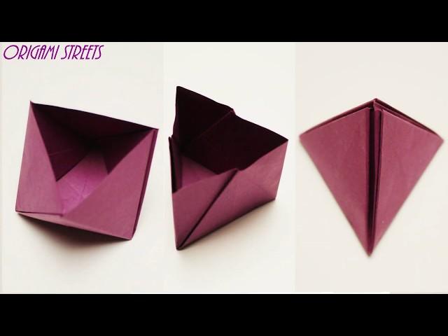 Origami box, pyramid from paper.